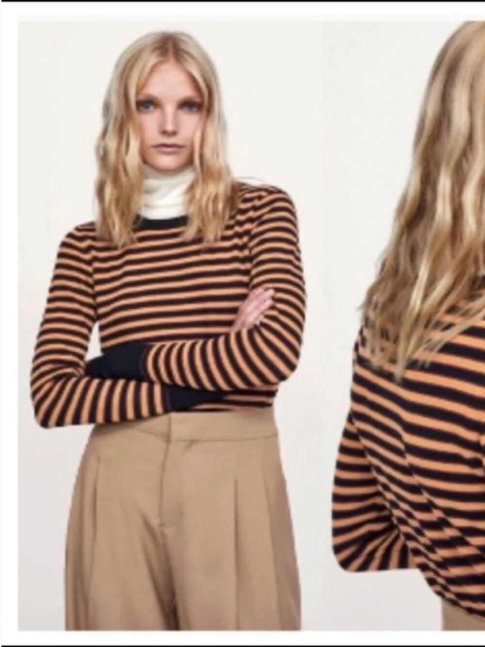 ZARA Knit Long Sleeve Striped Lightweight Sweater